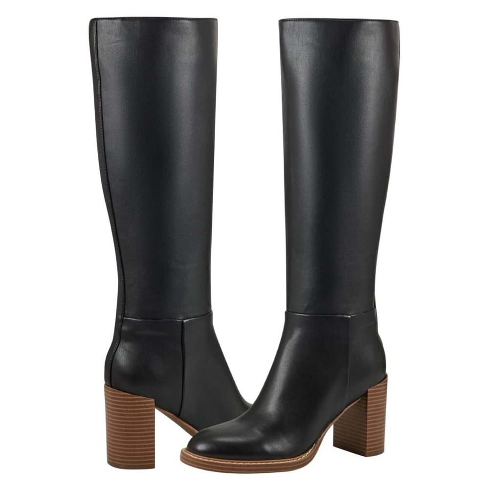 Marc Fisher Black Leather Heeled Boots